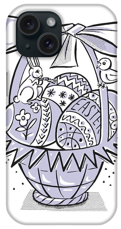 Animal iPhone Case featuring the drawing Easter Basket with Eggs and Ribbon #1 by CSA Images