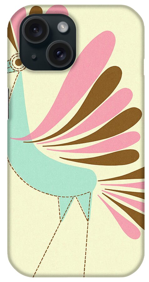 Abstract iPhone Case featuring the drawing Feathered Bird #1 by CSA Images