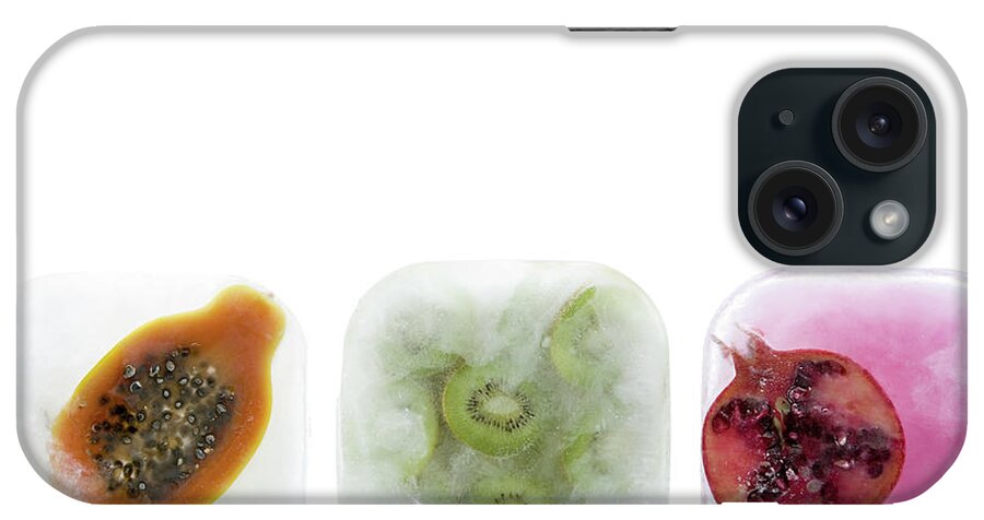 White Background iPhone Case featuring the digital art Frozen Fruit #1 by Mike Graff