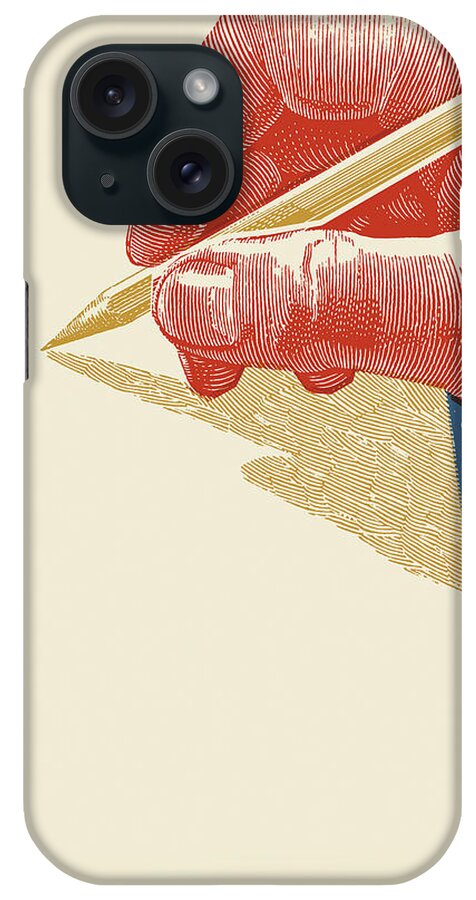 Author iPhone Case featuring the drawing Hand Writing on Paper #1 by CSA Images