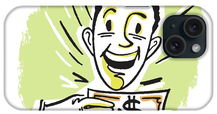 Abundance iPhone Case featuring the drawing Happy Man with Money #1 by CSA Images