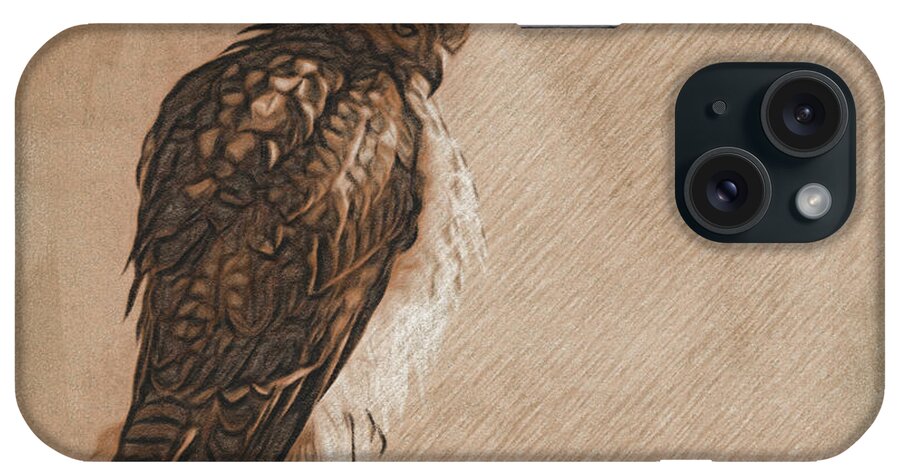 Hawk Eyed iPhone Case featuring the mixed media Hawk Eyed #1 by Leslie Montgomery