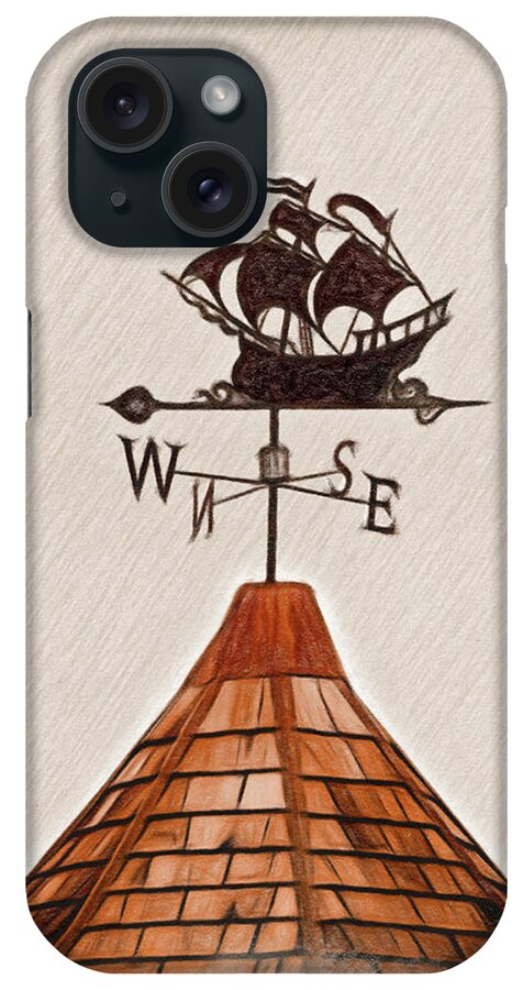 High Seas Clipper Weather Vane iPhone Case featuring the photograph High Seas Clipper Weather Vane #1 by Leslie Montgomery