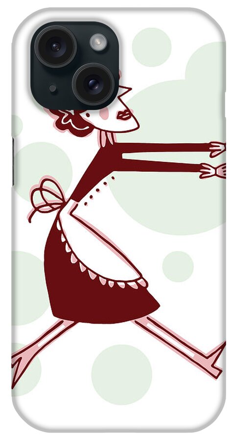 Accessories iPhone Case featuring the drawing Housekeeper with Arms Straight Out #1 by CSA Images