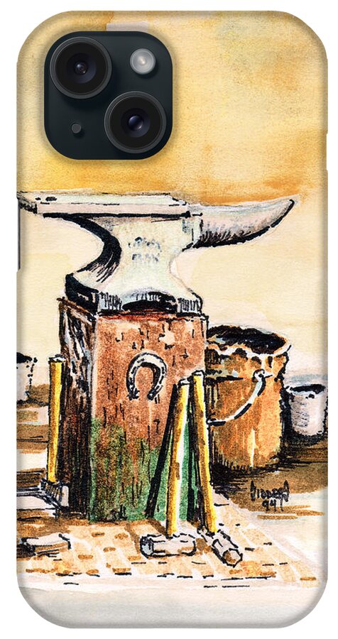 Anvil iPhone Case featuring the painting Lee's Anvil #1 by Sam Sidders