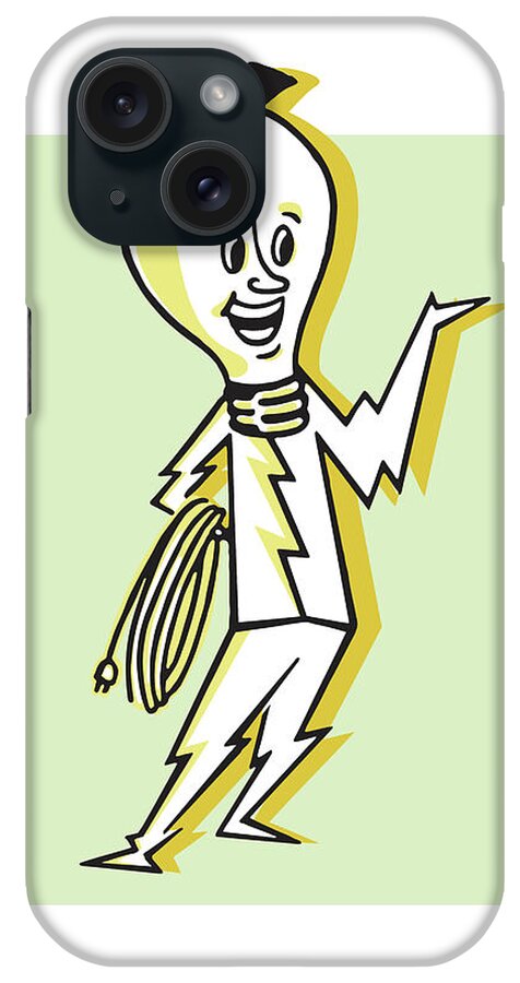 Bizarre iPhone Case featuring the drawing Light bulb Man #1 by CSA Images