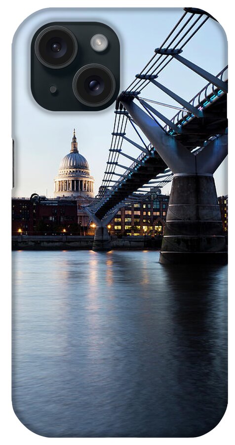 London Millennium Footbridge iPhone Case featuring the photograph London - St Pauls Cathedral And #1 by Ultraforma 