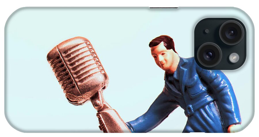 Adult iPhone Case featuring the drawing Man Holding Microphone #1 by CSA Images