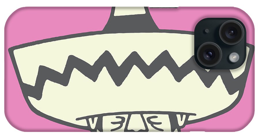 Accessories iPhone Case featuring the drawing Man Wearing Giant Sombrero #1 by CSA Images