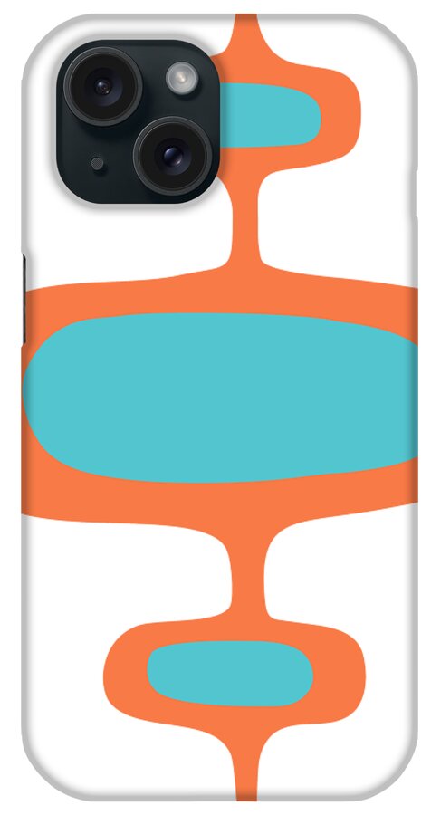 Mid Century Modern iPhone Case featuring the digital art Mod Pod One in Turquoise and Orange by Donna Mibus