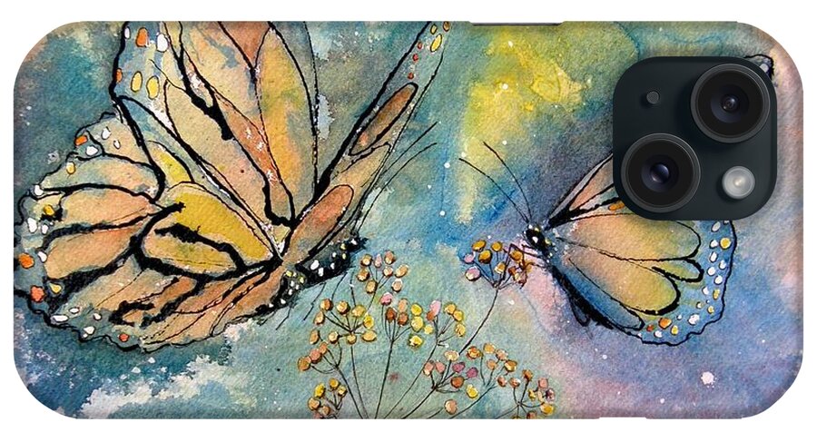 Monarchs iPhone Case featuring the painting Monarch Butterflies #1 by Midge Pippel