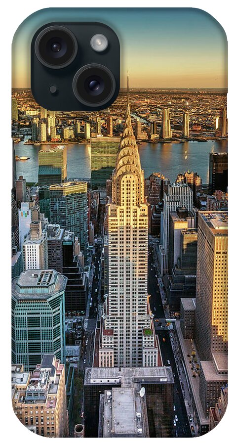 Estock iPhone Case featuring the digital art Ny, Nyc, Midtown Cityscape, Chrysler Building #1 by Lumiere