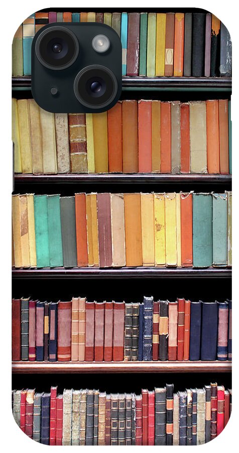 Information Medium iPhone Case featuring the photograph Old Books In A Library #1 by Luoman