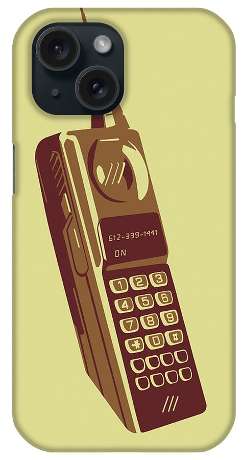 Campy iPhone Case featuring the drawing Old Cell Phone #1 by CSA Images