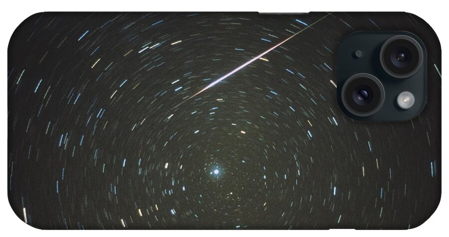Meteor iPhone Case featuring the photograph Optical Image Of A Leonid Meteor And Star Trails #1 by Dan Schechter/science Photo Library