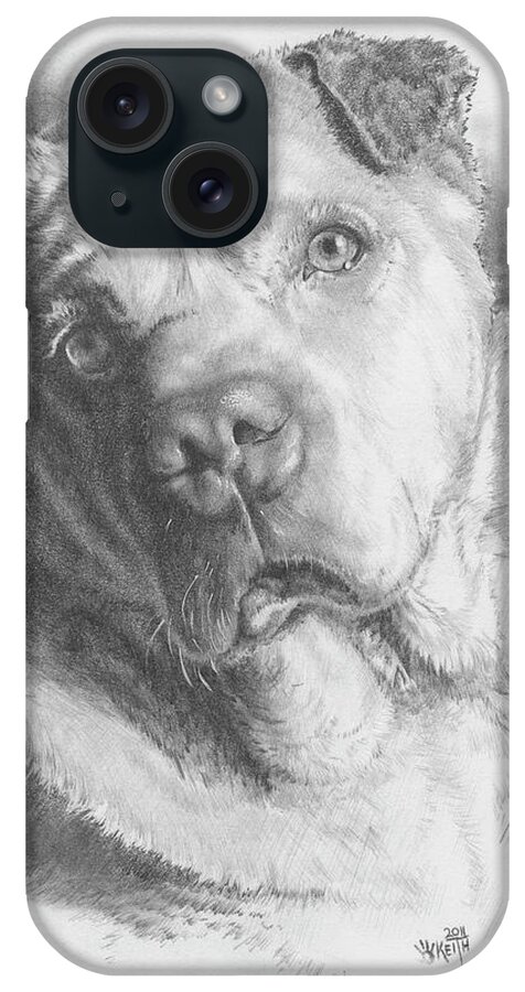Pug Shar Pei Mix iPhone Case featuring the painting Ori-pei #1 by Barbara Keith