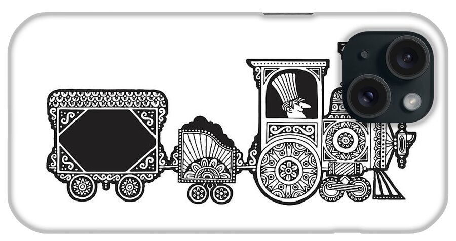 Archive iPhone Case featuring the drawing Ornate Train #1 by CSA Images