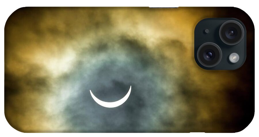 0.88 Eclipse Magnitude iPhone Case featuring the photograph Partial Solar Eclipse #1 by Martyn F. Chillmaid/science Photo Library
