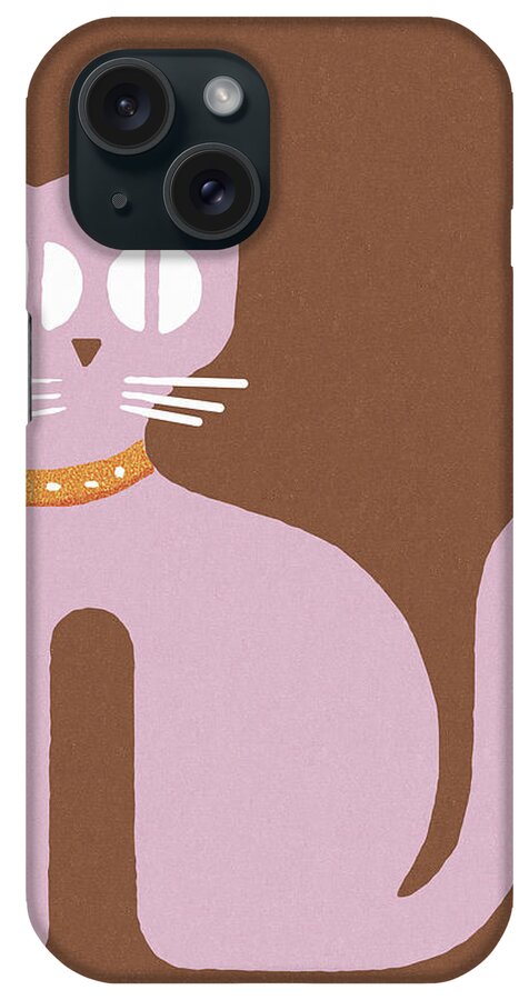 Animal iPhone Case featuring the drawing Pink Cat #1 by CSA Images