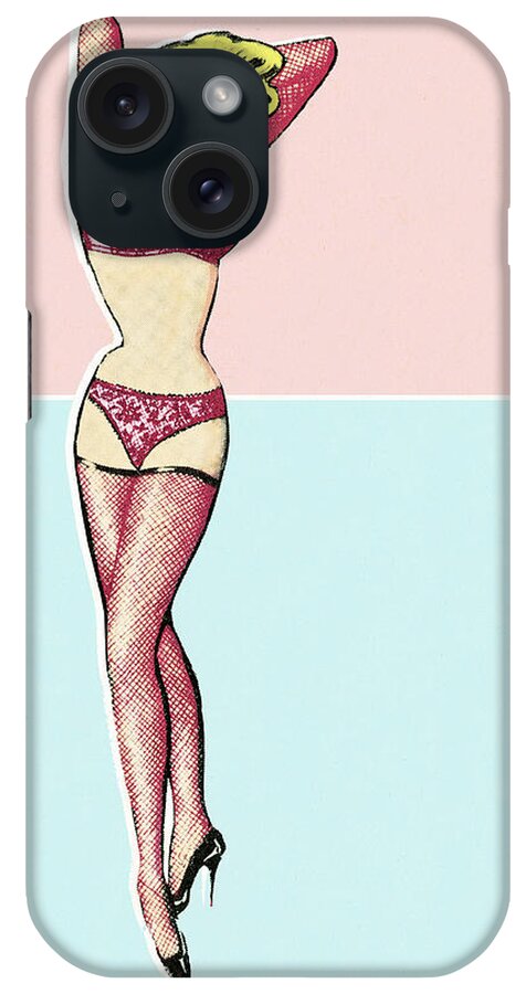 Apparel iPhone Case featuring the drawing Pinup girl #1 by CSA Images