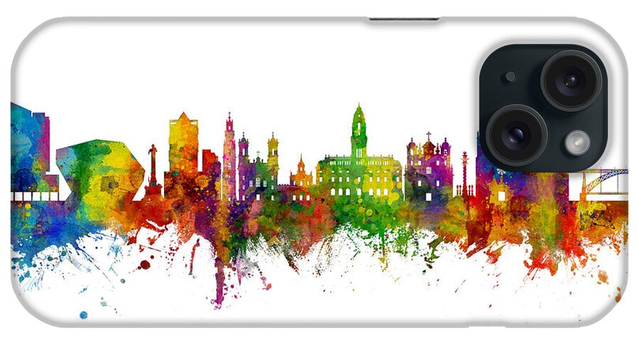 Porto iPhone Case featuring the digital art Porto Portugal Skyline #1 by Michael Tompsett