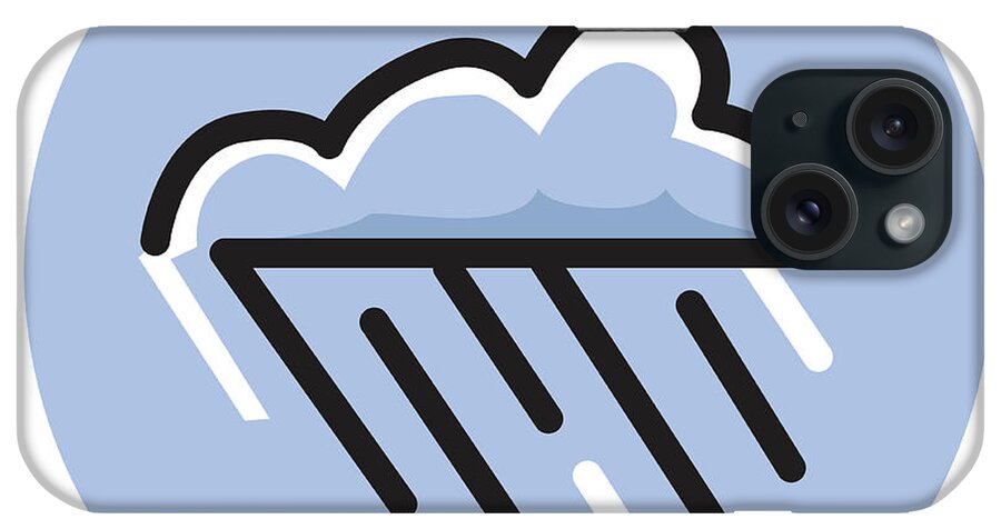 Blue Background iPhone Case featuring the drawing Rain Cloud #1 by CSA Images