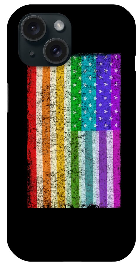 Cool iPhone Case featuring the digital art Rainbow Us Flag #1 by Flippin Sweet Gear