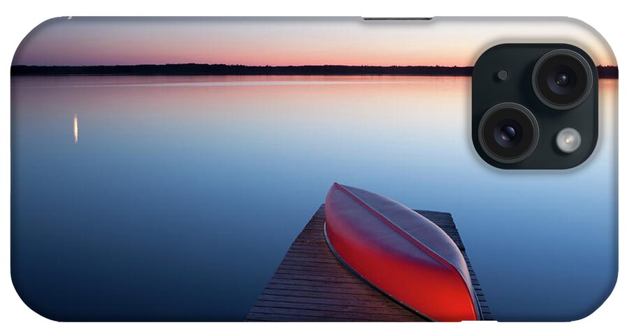 Scenics iPhone Case featuring the photograph Red Canoe #1 by Mysticenergy