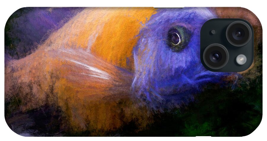 African Cichlid iPhone Case featuring the digital art Red Fin Borleyi Cichlid #1 by Don Northup