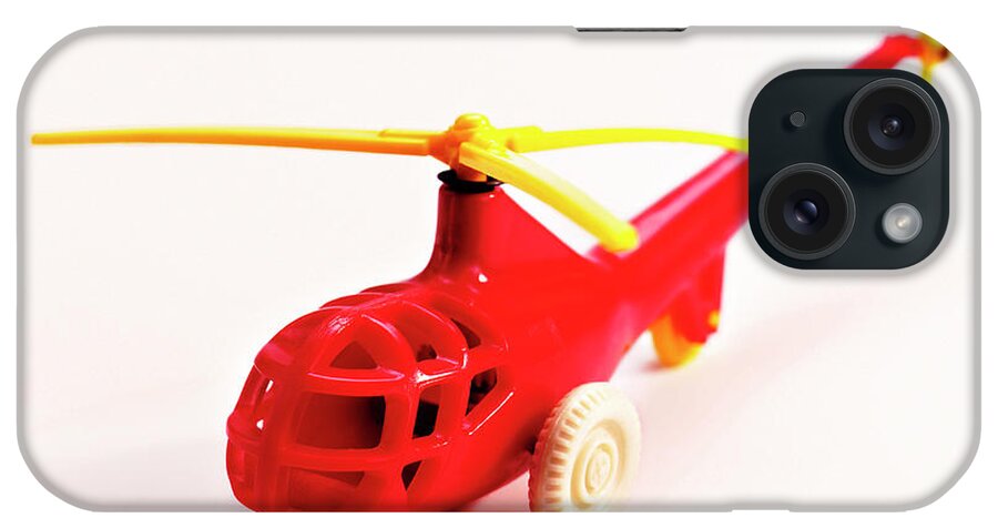 Air Travel iPhone Case featuring the drawing Red Helicopter #1 by CSA Images