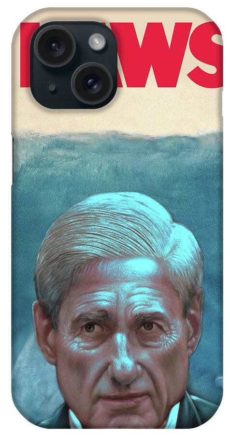Bob Mueller iPhone Case featuring the painting Robert Bob Mueller FBI Laws Jaws the movie Parody Poster #1 by Argo