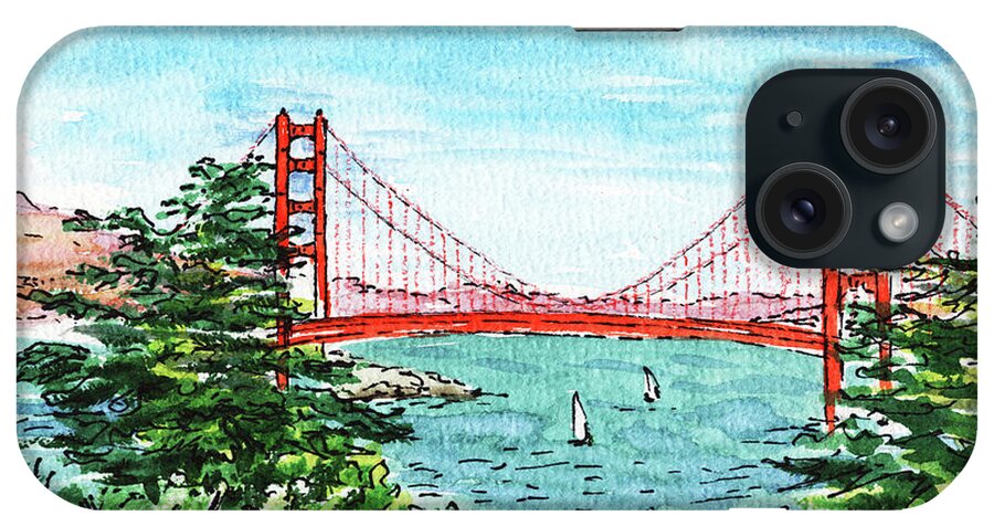 Golden Gate iPhone Case featuring the painting San Francisco California Golden Gate Bridge #1 by Irina Sztukowski