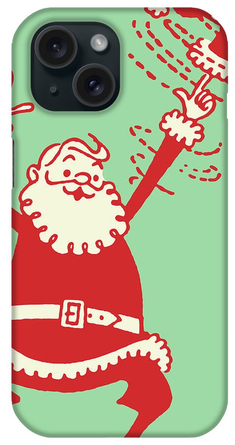 Accessories iPhone Case featuring the drawing Santa Dancing #1 by CSA Images