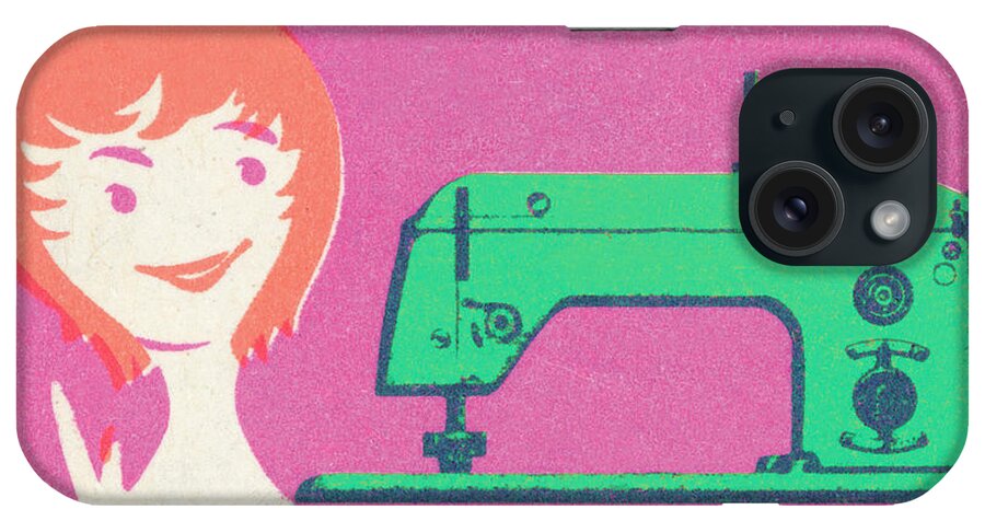 Adult iPhone Case featuring the drawing Seamstress #1 by CSA Images