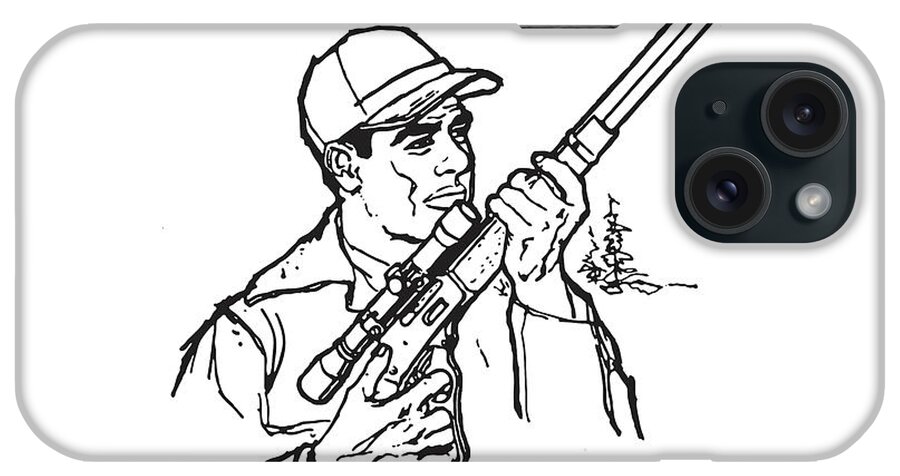 Accessories iPhone Case featuring the drawing Serious Male Hunter #1 by CSA Images