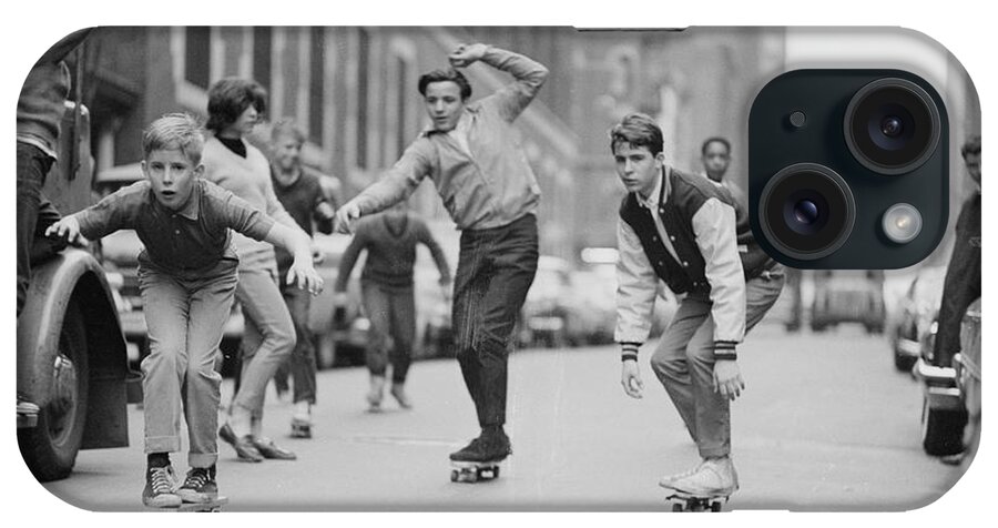 Black And White iPhone Case featuring the photograph Skateboarding In NYC by Bill Eppridge