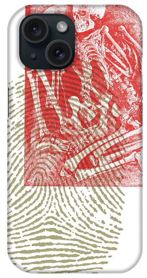 Afraid iPhone Case featuring the drawing Skeleton #1 by CSA Images