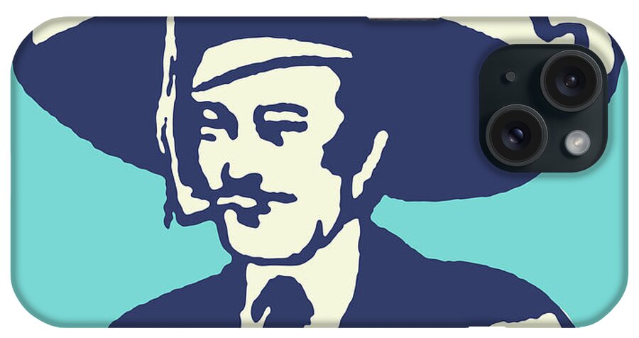 Accessories iPhone Case featuring the drawing Smoking Mexican Man in Sombrero #1 by CSA Images