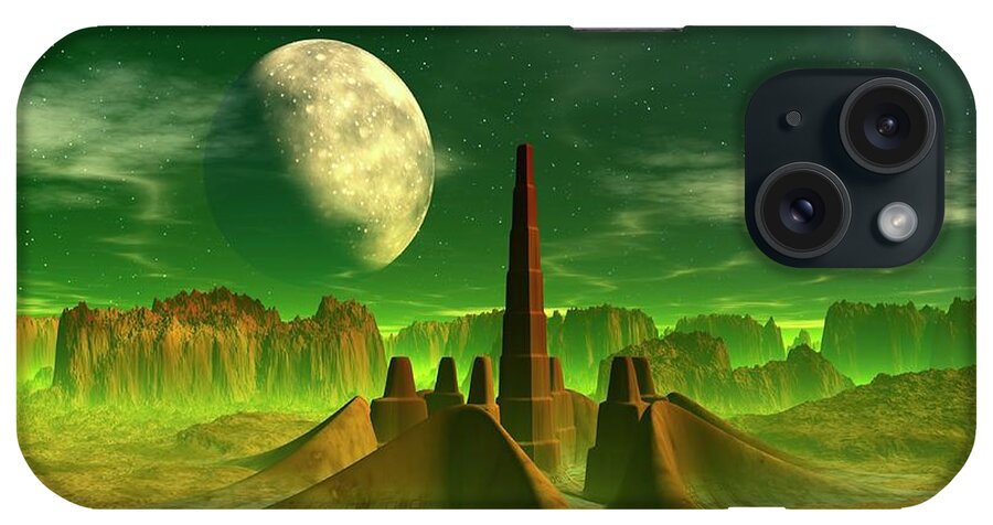 Concepts & Topics iPhone Case featuring the digital art Space Colony, Artwork #1 by Mehau Kulyk