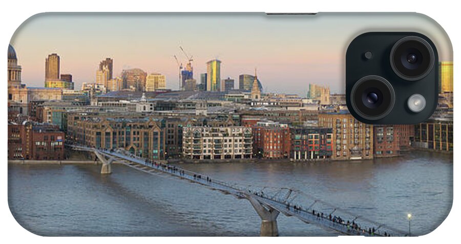 London Millennium Footbridge iPhone Case featuring the photograph St Pauls Cathedral And Millennium #1 by Travelpix Ltd
