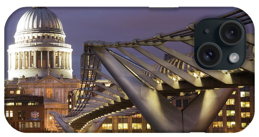 London Millennium Footbridge iPhone Case featuring the photograph St Pauls Cathedral Viewed Over #1 by Travelpix Ltd
