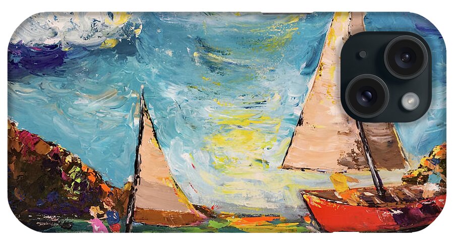 Sailing iPhone Case featuring the painting Sunny Sails #1 by Roxy Rich