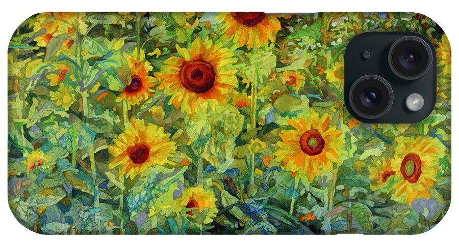 Sunflower iPhone Case featuring the painting Sunny Meadow by Hailey E Herrera