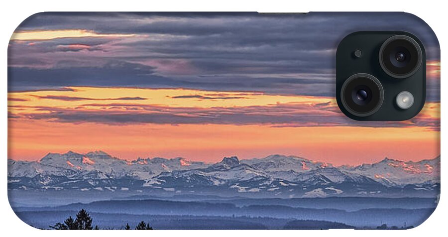 Alps iPhone Case featuring the photograph Sunset over the Alps #1 by Bernd Laeschke