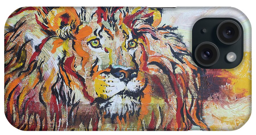 Lion iPhone Case featuring the painting The King by Jyotika Shroff