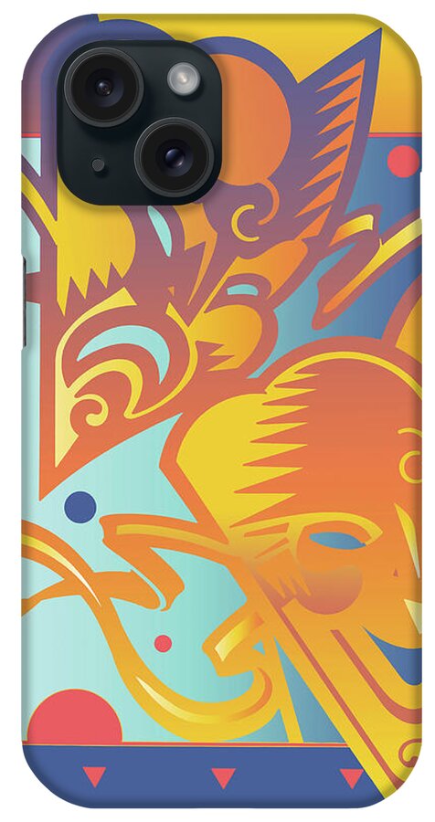 Theater iPhone Case featuring the digital art Theatre Masks #1 by David Chestnutt