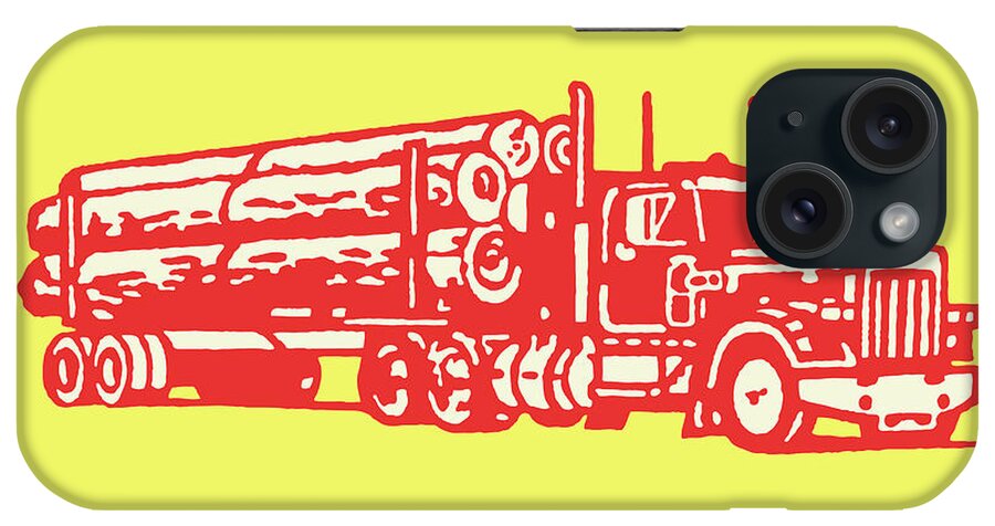 Automotive iPhone Case featuring the drawing Truck Hauling Logs #1 by CSA Images