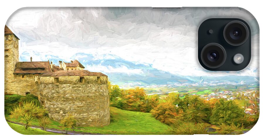 Architecture iPhone Case featuring the digital art Vaduz Castle, Leichtenstein by Rick Deacon