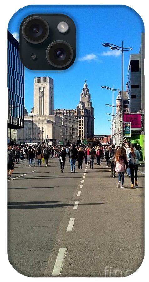 The Strand Liverpool iPhone Case featuring the photograph Walking Along The Strand #2 by Joan-Violet Stretch