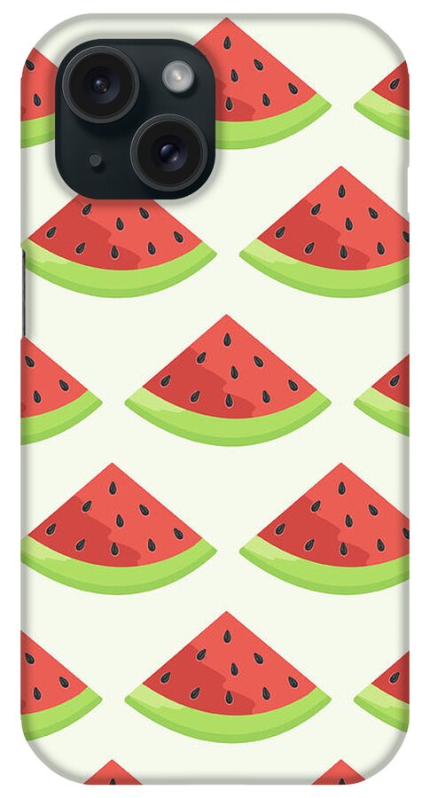 Vector iPhone Case featuring the digital art Watermelon Seamless Background Pattern #1 by Bloodlinewolf